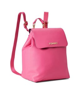 tommy hilfiger kendall ii flap backpack-saffiano pvc party pink one size