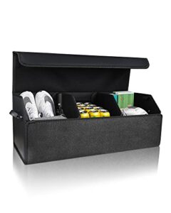 fyzeoty car organizers and storage – trunk organizer for suv sedan,car trunk leather storage box,extra large,magnetic lid,collapsible and adjustable