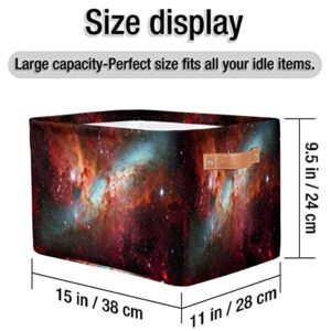 Pardick Large Collapsible Storage Bins ,Galaxy Nebula Decorative Canvas Fabric Storage Boxes Organizer with Handles，Rectangular Baskets Bin for Home Shelves Closet Nursery Gifts