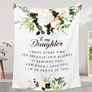 valentines day gifts for daughters, birthday gifts for daughter, daughter gifts from mom, gifts for daughter, adult daughter gifts from dad, father daughter gifts, soft throw blanket 60″x50″, white