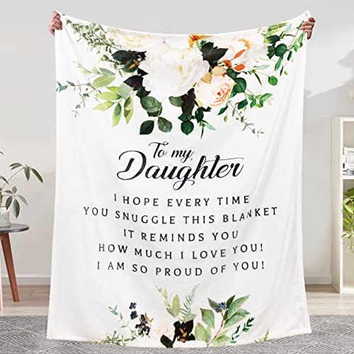 Valentines Day Gifts for Daughters, Birthday Gifts for Daughter, Daughter Gifts from Mom, Gifts for Daughter, Adult Daughter Gifts from Dad, Father Daughter Gifts, Soft Throw Blanket 60"x50", White