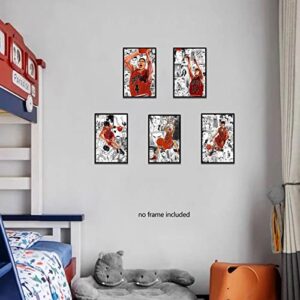 Onstthm Anime Slam Dunk Poster 5Pcs Canvas Painting HD Print Wall Art for Living Room Home Decoration Boy Gift，Unframed 8"x12"