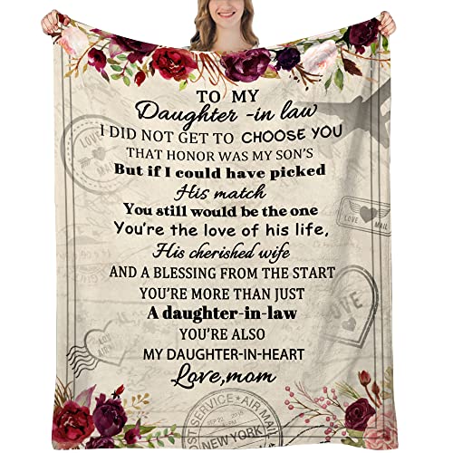 TUCVHOX Daughter in Law Gifts Blanket, Gifts for Daughter in-Law Birthday, Daughter in Law Gifts for Wedding Day, Daughter in Law Birthday Gifts, Present for Women Daughter in Law Throw 60"x50"