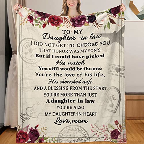 TUCVHOX Daughter in Law Gifts Blanket, Gifts for Daughter in-Law Birthday, Daughter in Law Gifts for Wedding Day, Daughter in Law Birthday Gifts, Present for Women Daughter in Law Throw 60"x50"