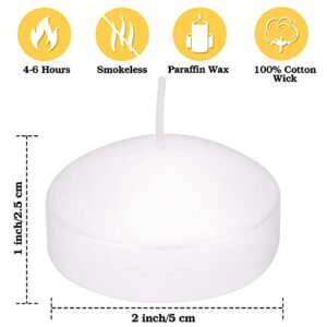 Floating Candles 24 Pack, 2 Inch Long Lasting Small Unscented White Floating Candle for Wedding, Birthday, Holiday & Home Decoration