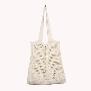 Polyester Fiber Shoulder Handbags Hollow Out Knitted Fashion Women Shopping Shoulder Bags Solid Color Totes Bags