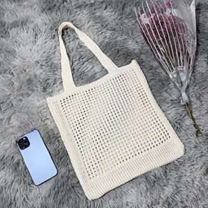 Polyester Fiber Shoulder Handbags Hollow Out Knitted Fashion Women Shopping Shoulder Bags Solid Color Totes Bags