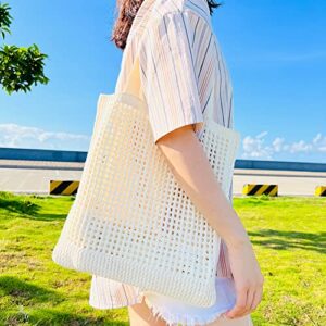 Polyester Fiber Shoulder Handbags Hollow Out Knitted Fashion Women Shopping Shoulder Bags Solid Color Totes Bags