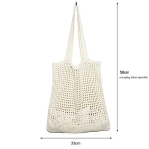 Polyester Fiber Shoulder Handbags Hollow Out Knitted Fashion Women Shopping Shoulder Bags Solid Color Totes Bags