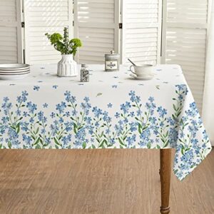 horaldaily spring summer tablecloth 60×84 inch, forget-me-not myosotis sylvatica floral table cover for party picnic dinner decor