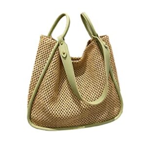 Ulisty Women Straw Bag Weave Tote Bag Summer Beach Bag Shoulder Bag Top Handle Bag Handbag 2 Pcs Set green