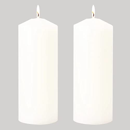 HOSVOT 2 Packs 3x8 White Pillar Candle, Large Pillar Candles, Tall Candles, Unscented Pillar Candles for Wedding, Church, Festival, Restaurant, Home Decoration