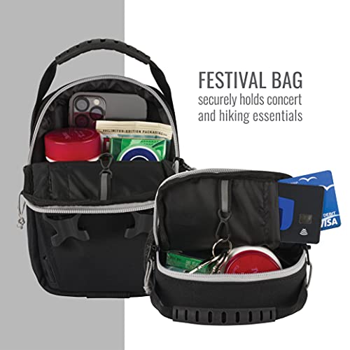 2nd Childhood Festival Crossbody Bag; XL Water Bottle Carrier with Zippered Pocket to Hold Phone, Wallet, and Keys