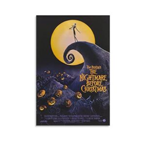 movie poster tim burton’s the nightmare before christmas canvas poster wall art decor print picture paintings for living room bedroom decoration no frame 12x18inch(30x45cm), white