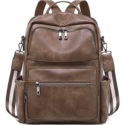 MYHOZEE Leather Backpack Purse for Women, Ladies Fashion Backpacks Handbags Western Coffee Back Pack Purses Vegan Work Travel Bagpack Designer Satchel Bags Small Shoulder Bag