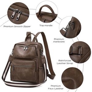 MYHOZEE Leather Backpack Purse for Women, Ladies Fashion Backpacks Handbags Western Coffee Back Pack Purses Vegan Work Travel Bagpack Designer Satchel Bags Small Shoulder Bag