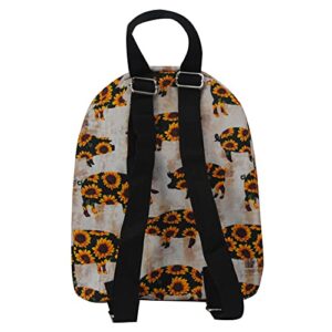 NGIL Mini Canvas Backpack Purse for Women Casual Lightweight Small Daypack for Girls (Sunflower Pig- Black)