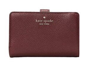 kate spade new york leila medium compact bifold wallet leather in gold / cherrywood