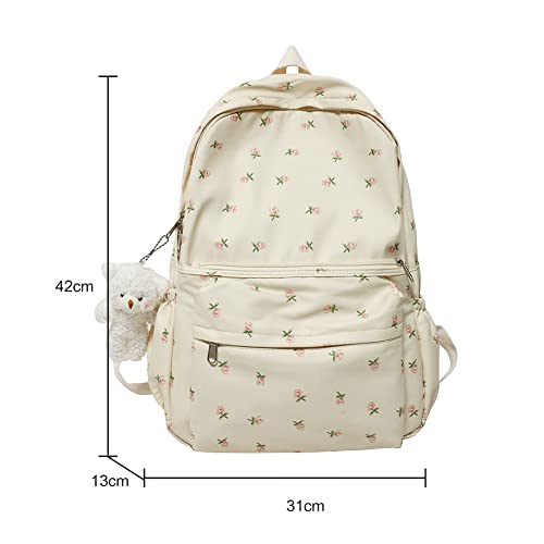 Cute Kawaii Backpack Floral Backpack for School Coquette Aesthetic Backpack Rucksack for Women Girls Back to School Supplies Coquette School Bag