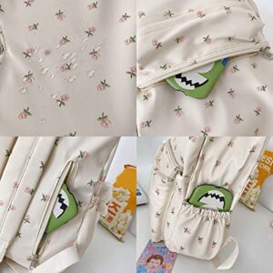 Cute Kawaii Backpack Floral Backpack for School Coquette Aesthetic Backpack Rucksack for Women Girls Back to School Supplies Coquette School Bag