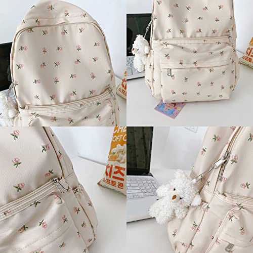 Cute Kawaii Backpack Floral Backpack for School Coquette Aesthetic Backpack Rucksack for Women Girls Back to School Supplies Coquette School Bag