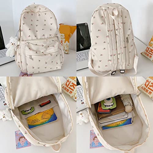 Cute Kawaii Backpack Floral Backpack for School Coquette Aesthetic Backpack Rucksack for Women Girls Back to School Supplies Coquette School Bag