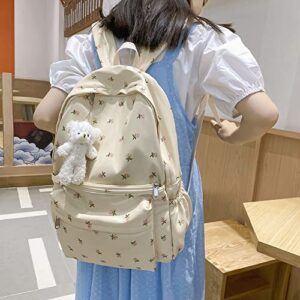 Cute Kawaii Backpack Floral Backpack for School Coquette Aesthetic Backpack Rucksack for Women Girls Back to School Supplies Coquette School Bag