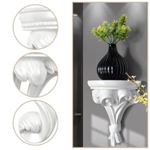 Cabilock Wall Floating Shelf Retro Baroque Resin Flower Pot Stand Planter Bracket Decorative Display Hollow Shelf Wall Art Decoration for Bedroom Bathroom Kitchen