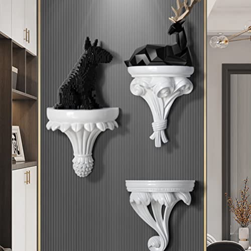 Cabilock Wall Floating Shelf Retro Baroque Resin Flower Pot Stand Planter Bracket Decorative Display Hollow Shelf Wall Art Decoration for Bedroom Bathroom Kitchen