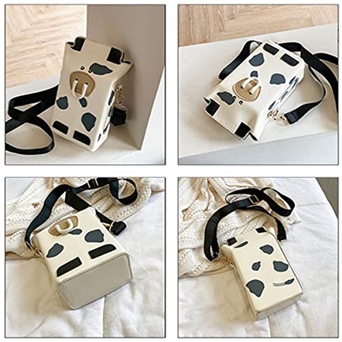 Cow Print Bag Milk Box Purse Cow Pattern Crossbody Shoulder Bag Cute Phone Pouch Wallet for Women Girls