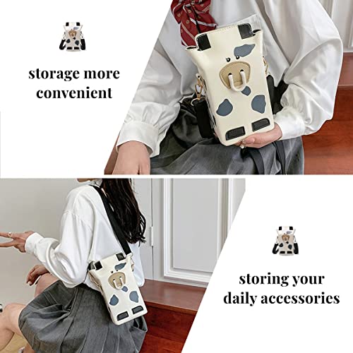 Cow Print Bag Milk Box Purse Cow Pattern Crossbody Shoulder Bag Cute Phone Pouch Wallet for Women Girls