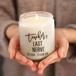 Teacher Appreciation Gifts - Teacher Gifts - Teacher’s Last Nerve Candle - Thank You Gift Bulk Present for Graduation Retired Teachers Thanksgiving Appreciation Week