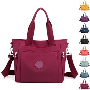 Running Home Women's Multicolor Large Capacity Tote Bag,Nylon Womens Crossbody Bag Purse with Adjustable Shoulder Strap (Maroon)