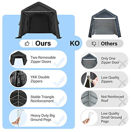 ADVANCE OUTDOOR 10X20 ft Carport Heavy Duty Outdoor Patio Anti-Snow Portable Canopy Storage Shelter Shed with 2 Rolled up Zipper Doors & Vents for Snowmobile Garden Tools, Gray