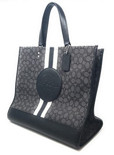 COACH Women's Dempsey Tote 40 In Signature Jacquard With Patch (Black Smoke - Black Multi)