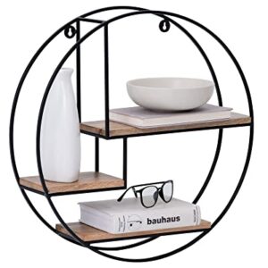 MH London Circle Wall Shelf - Lemar Shelves - Exclusively Designed Hand Crafted Wood Display Shelf. Contemporary Design - Floating Shelves for Bedroom, Living Room of Home Office