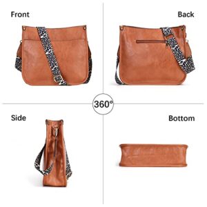 JQWSVE Crossbody Bags for Women Vegan Leather Crossbody Purse with Guitar Strap Designer Hobo Handbag Zipper Shoulder Bag