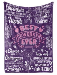 innobeta coworker leaving gifts for women flannel blankets throws, going away gift for coworker, leaving farewell new job presents (50″x 65″) – purple – best coworker ever