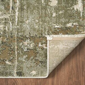 Abani Savoy Collection Area Rug - Contemporary Green/Cream Design - 5'3" x 7'6" - Easy to Clean - Durable for Kids and Pets - Non-Shedding - Medium Pile - Soft Feel -for Living Room, Bedroom & Office