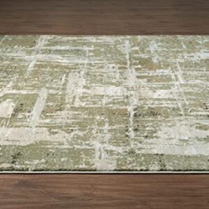 Abani Savoy Collection Area Rug - Contemporary Green/Cream Design - 5'3" x 7'6" - Easy to Clean - Durable for Kids and Pets - Non-Shedding - Medium Pile - Soft Feel -for Living Room, Bedroom & Office