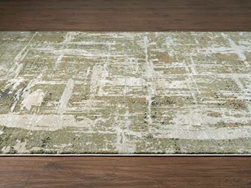 Abani Savoy Collection Area Rug - Contemporary Green/Cream Design - 5'3" x 7'6" - Easy to Clean - Durable for Kids and Pets - Non-Shedding - Medium Pile - Soft Feel -for Living Room, Bedroom & Office