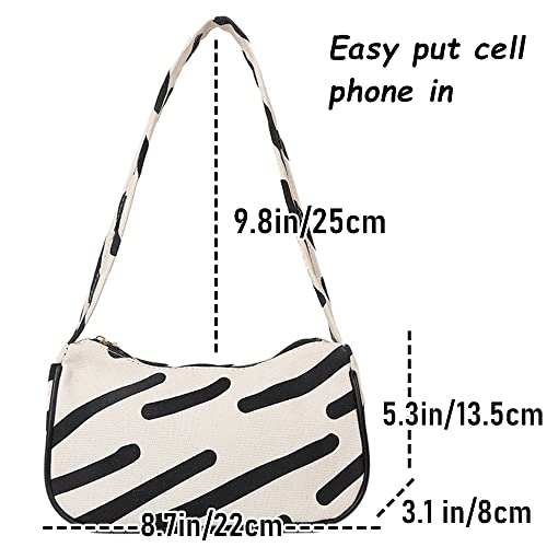 Women Underarm Bag Tote Handbag Shoulder Bags with Zipper Closure for Little Girl Ladies (White)