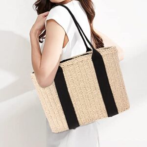 Ynport Women Large Straw Tote Bag Summer Beach Handles Handbag Handwoven Hobo Shoulder Bags Purse for Travel Shopping