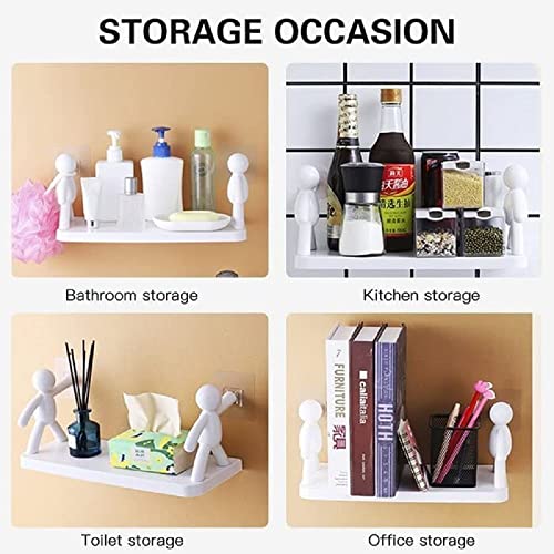 2 Pcs 2022 Punching-Free Villain Storage Rack The Kitchen Toilet Receive Shelf, Villain Design White Floating Shelves, Punching-Free Storage Rack for Kitchen, Bathroom (Gray)