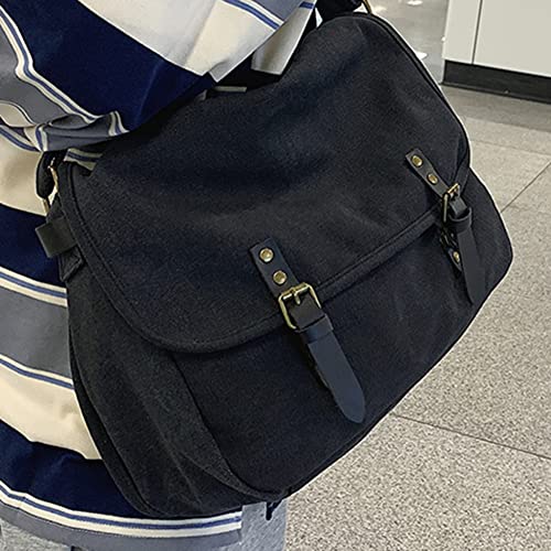 Canvas Messenger Bag Denim Shoulder Bag Hobo Tote Bag Casual Retro Crossbody Bag Large Capacity for Women and Men