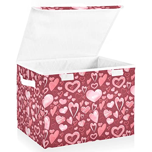 Valentine's Day Storage Bins with Lids Collapsible Storage Box Basket with Lid Closet Organizer Containers Storage Bins for Clothes for Shelf Baskets Kids Room Baby Room