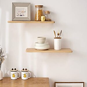 wyewye Floating Shelves Wall Wood Shelves Set of 3, Durable Visible Bracket Wall Shelves Decor for Kitchen, Bedroom, Living and Bathroom Shelves for Wall Decor Floating Bookshelf