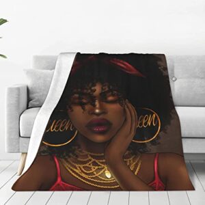 African Blanket Black Women Flannel Fleece Blanket Super Soft Cozy Plush Blankets for Couch Sofa Bed 60"X50"