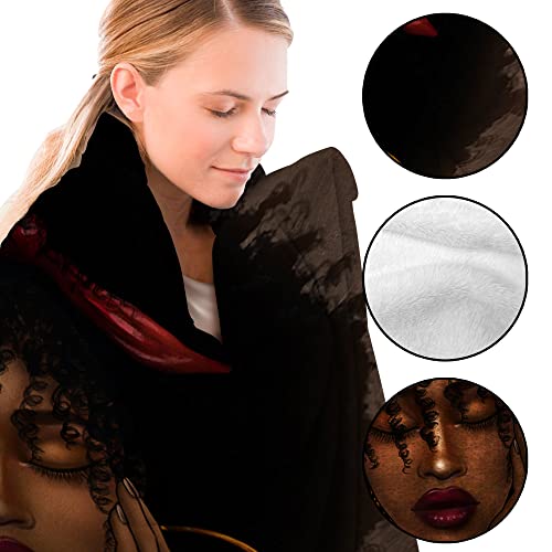 African Blanket Black Women Flannel Fleece Blanket Super Soft Cozy Plush Blankets for Couch Sofa Bed 60"X50"