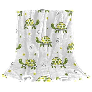 soft and warm throw blanket for couch,green watercolor turtle,fleece blanket decorative blankets bed blanket